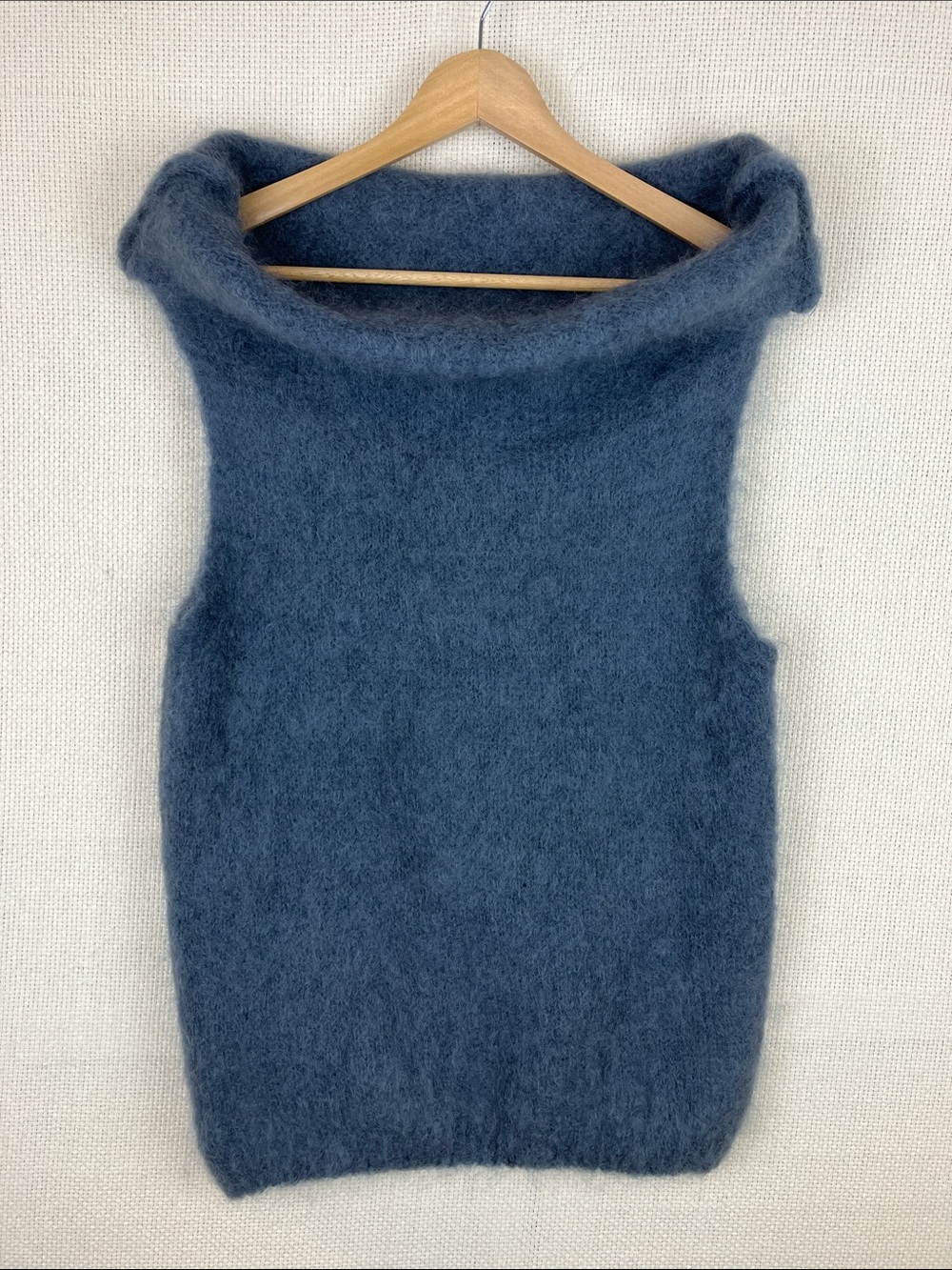 Design by Si Vinnie Mohair Off Shoulder Knit Sweater Top Grey NWT